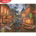 HUACAN вышивка города пейзажные наборы крестиком уличные декорации набор рукоделия белый холст Сделай Сам домашний декор 14CT 40x50cm