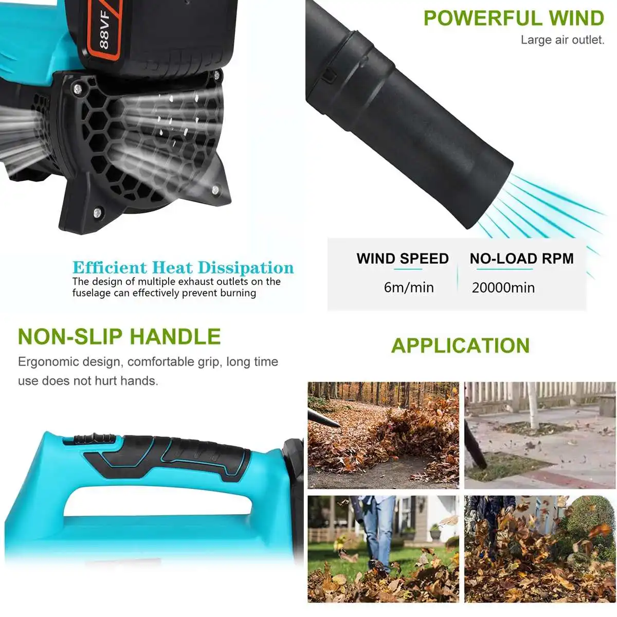 

EU/US 20000Rpm Cordless Electric Air Blower Vacuum Cleannig Dust Blowing Computer Dust Collector Leaf Blower For Makita Battery
