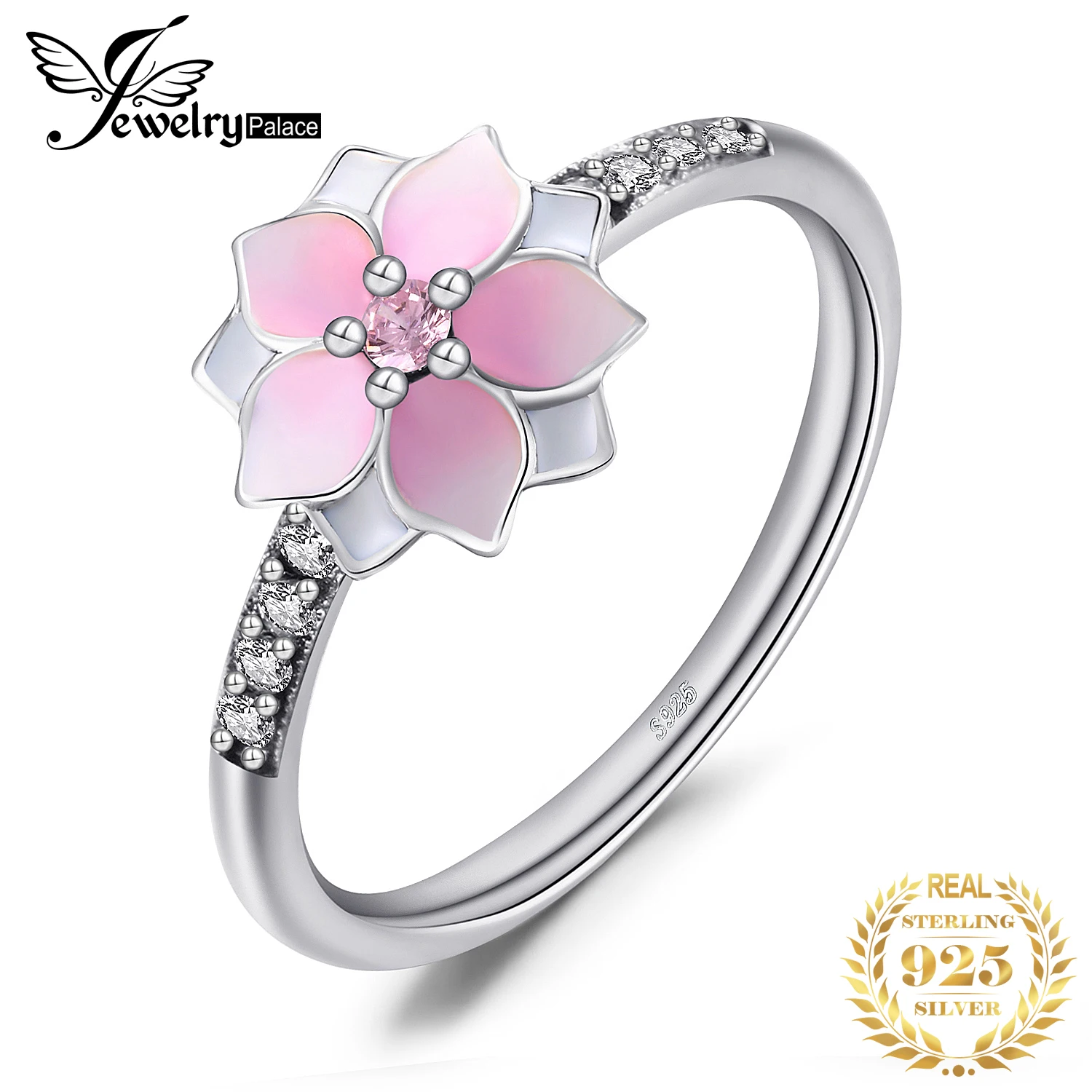 Jewelrypalace кольца из стерлингового серебра 925 цветок Магнолия кубического циркония