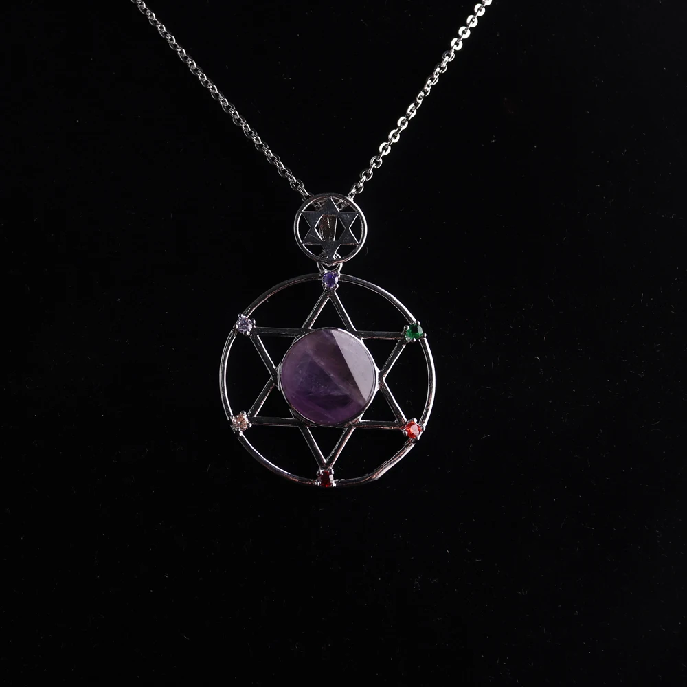 Ожерелье с подвеской-пентаграммой ручной работы из натурального чистого