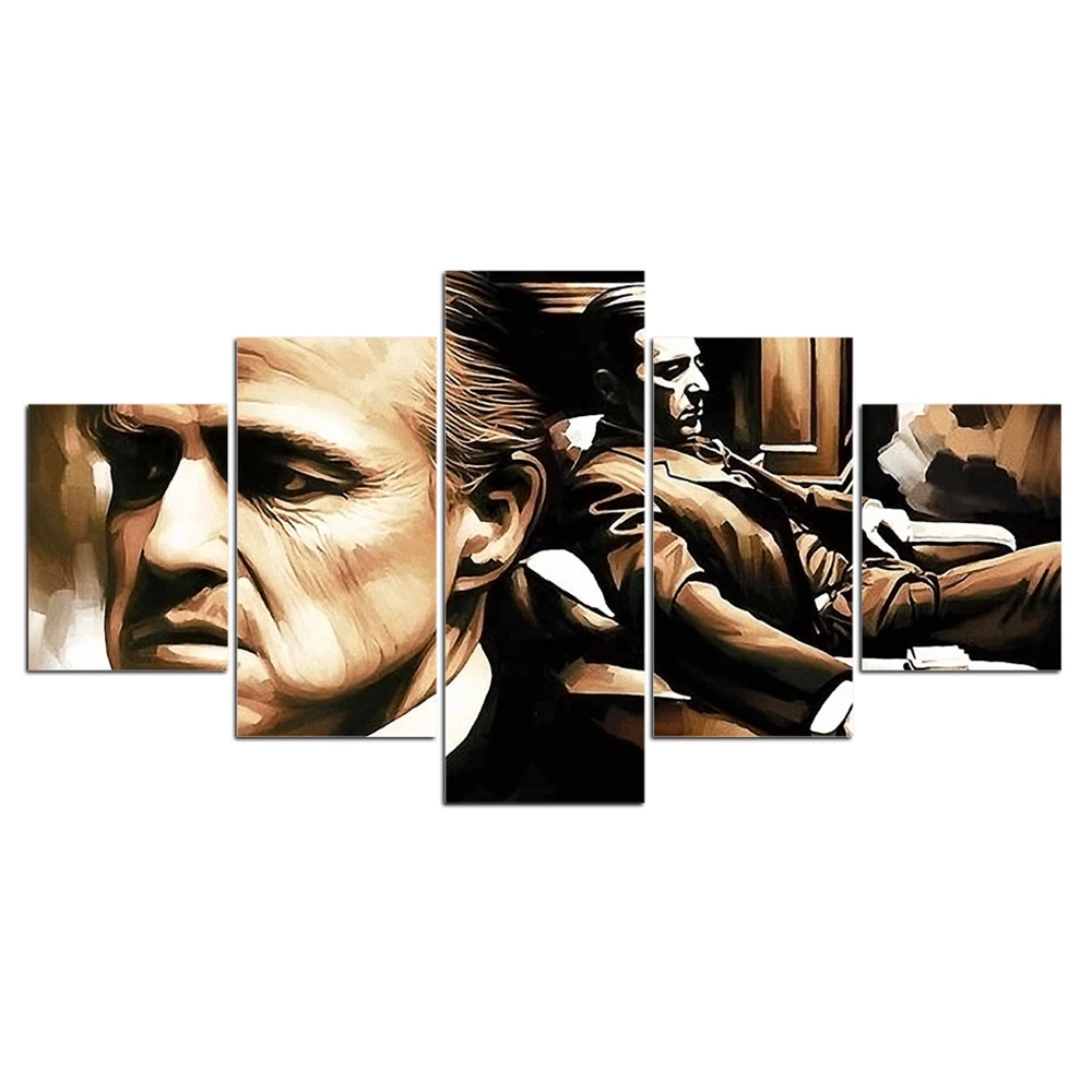 

Modern Canvas 5 Pieces Prints Movie Characters Posters Artwork Godfather for Living Room Home Decor Framework Modular