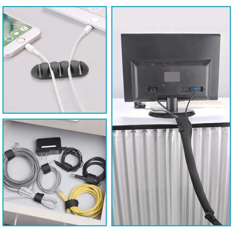 

24Pcs Cable Organizer Set Cable Sleeves with Reusable Wire Perfect for TV Computer Home Office Desk Cable Management