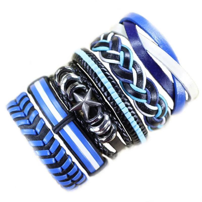 D7 Случайный 10 шт./лот мужские s браслеты homme boho pulseira Женская бижутерия панк-рок кожа браслет Дружба подарки для мужчин WP3 - Окраска металла: D7
