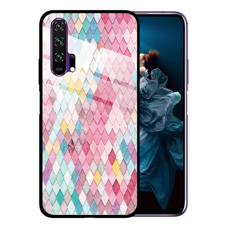 Чехол с геометрическим рисунком русалки из закаленного стекла для Huawei Honor 20 Pro Play 3