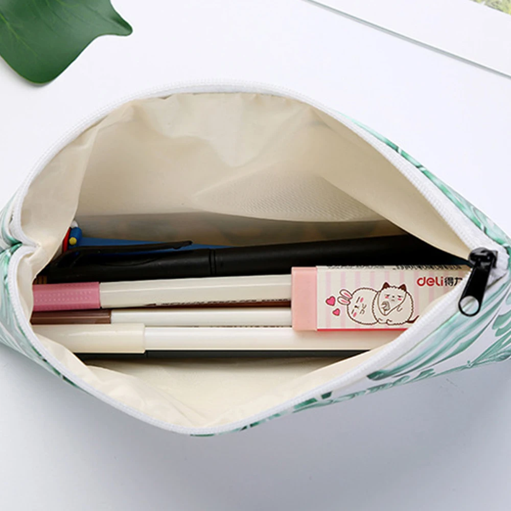 Небольшие свежие листья милый большой емкости Карандаш Чехол сумка для