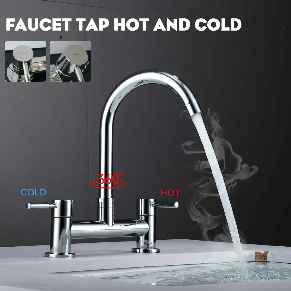 

Double Handle Kitchen Faucets hot/cold separate control Bathroom Swivel 360 Degree Sink Washbasin Water Mixer Tap Shower Faucet