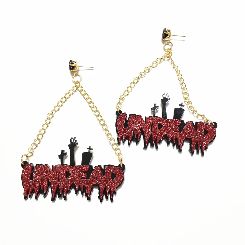 Женские длинные серьги-капельки KUGUYS UNDEAD блестящие красные серьги на Хэллоуин