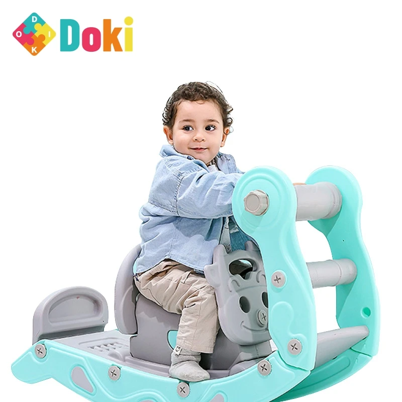 

Baby 2 In 1 Rocking Horse and Slide Children's Riding Horse Indoor Home Kids Slides Playground Toys Sport Multifunction Gift