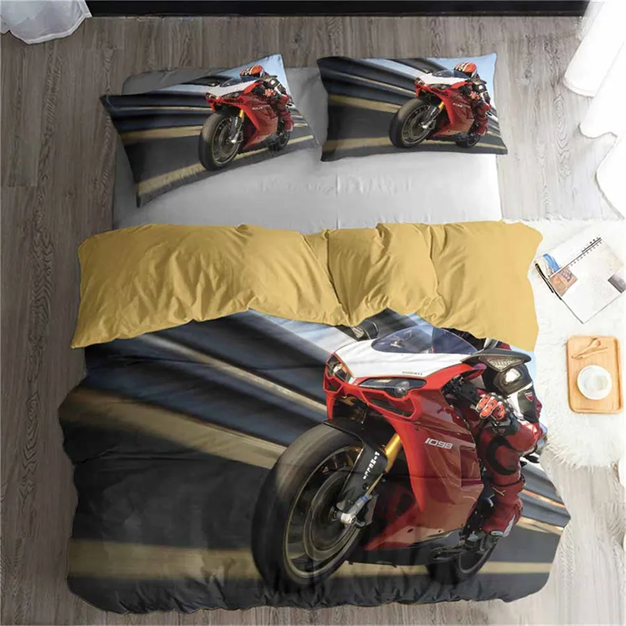 HELENGILI 3D Постельное белье с принтом &quotмотоцикл&quot постельное Bedcloth Наволочка на