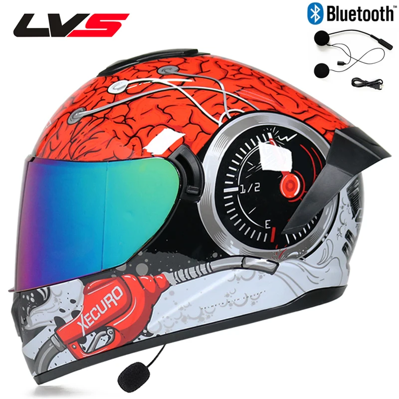 Bluetooth мотоциклетный шлем Полный мотоциклетный шлем с двойными линзами DOT Capacete da motocicleta