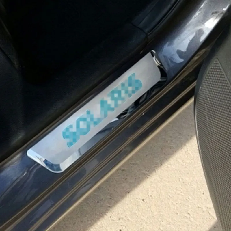 4 шт. наклейки на пороги автомобиля из нержавеющей стали для Hyundai Solaris 2017 2018