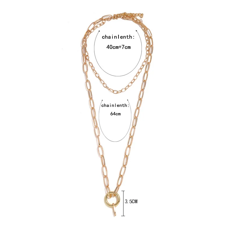 

Simple Punk Rock Metal Chain Necklace TWO Chain Necklace for Men Women Unisex Chain Necklace Gold Silver Color Fashion Style