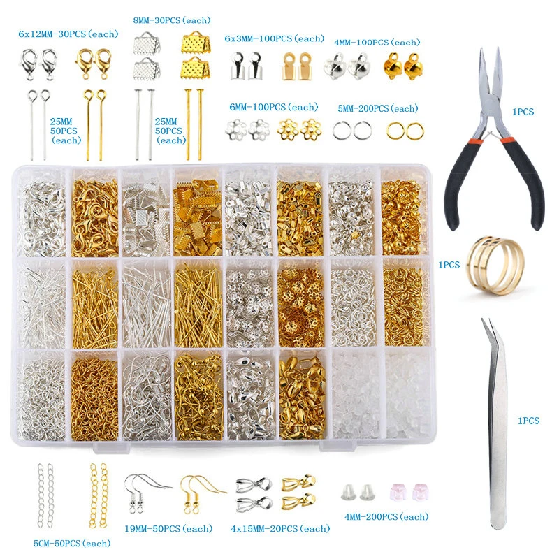 

Alloy Accessories Jewelry Findings Set Jewelry Making Tools Copper Wire OpenJump Rings Earring Hook Jewelry Making Supplies Kit