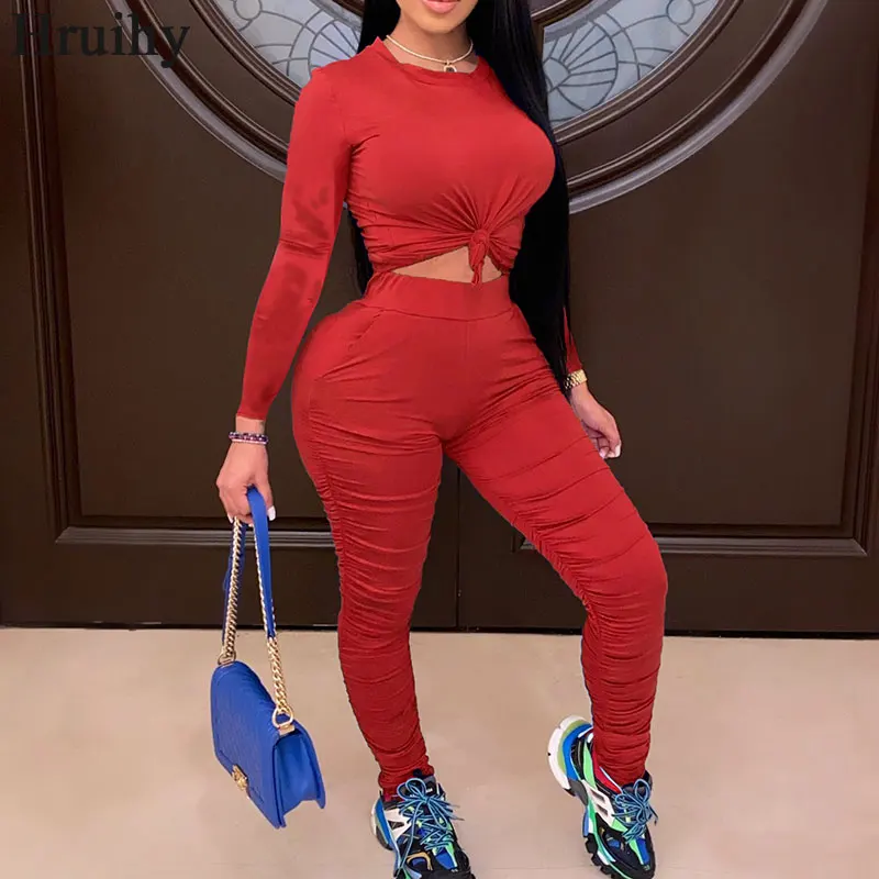 

2 Piece Sets Womens Outfits Long Sleeve Tops Woman Pants Solid Joggers Women Set Fashion Elegant Casual Autumn Women Clothes