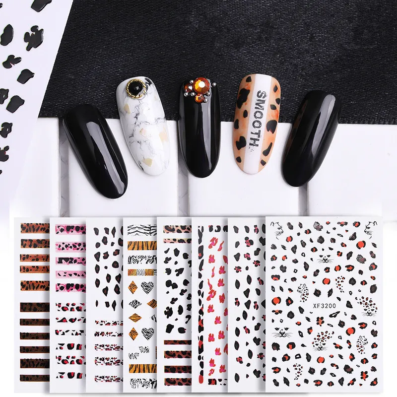 1 лист леопардовая наклейка для ногтей 3D клейкие наклейки матовый леопард дикий
