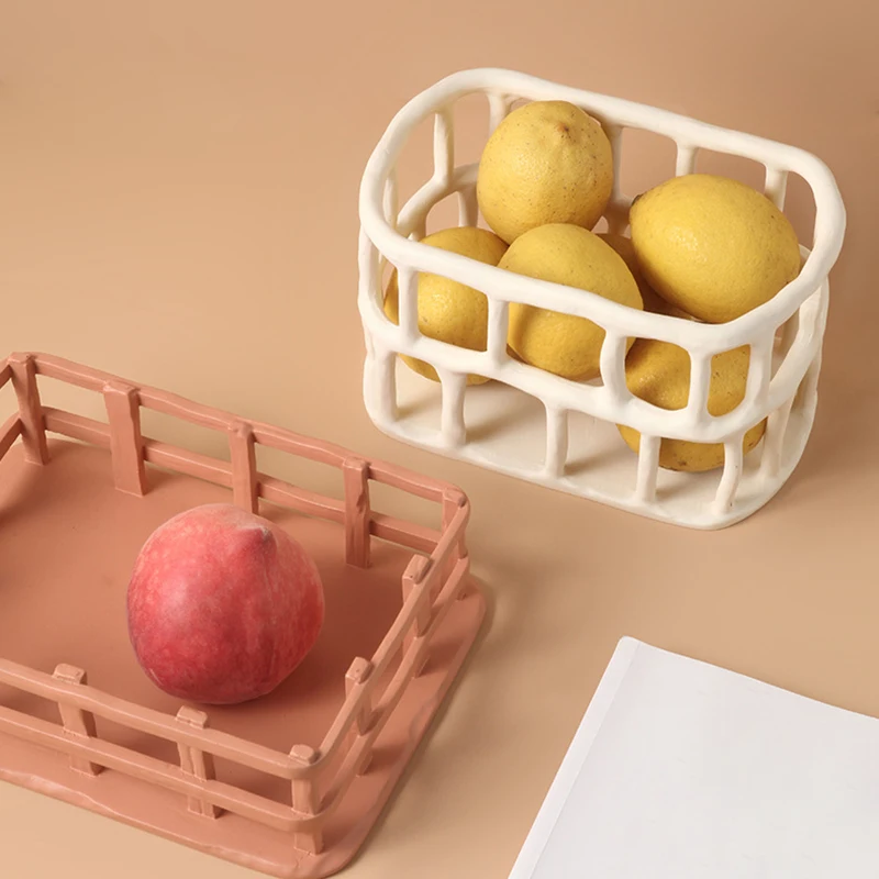 

Nordic Resin Hollow Fruit Tray Home Living Room Porch Desktop Fruit Plate Snack Candy Bowl Furnishings Crafts