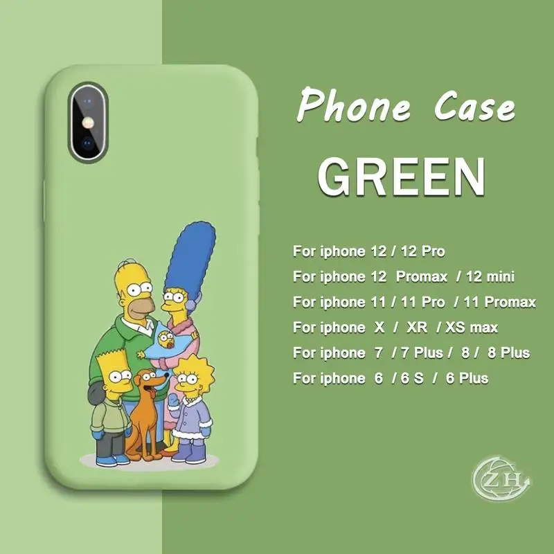 

Bart Simpson Phone Case Green For Iphone 12 11 PRO MAX X XS XR 6S 7 8 PLUS SE Cases Cover