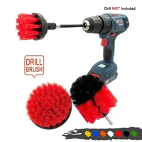 4pcs drill brush red color set tile grout power scrubber cleaner spin tub shower wall car cleaning tools