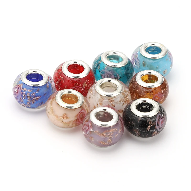 10 шт./лот бусины с внутренним отверстием диаметром 4 мм цветные стеклянные