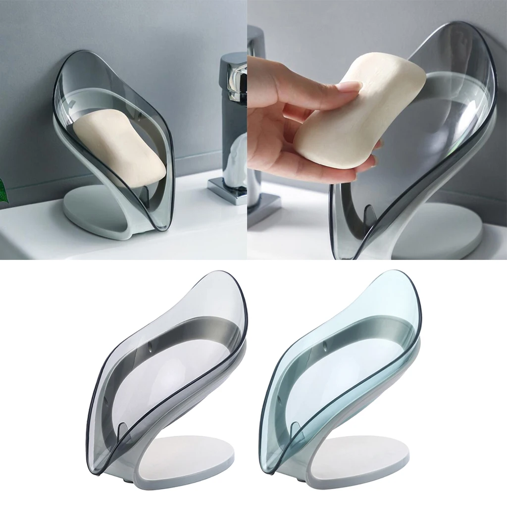 

Leaf Shape Soap Box Self Draining Plastic Soap Dish Holder for Kitchen Bathroom