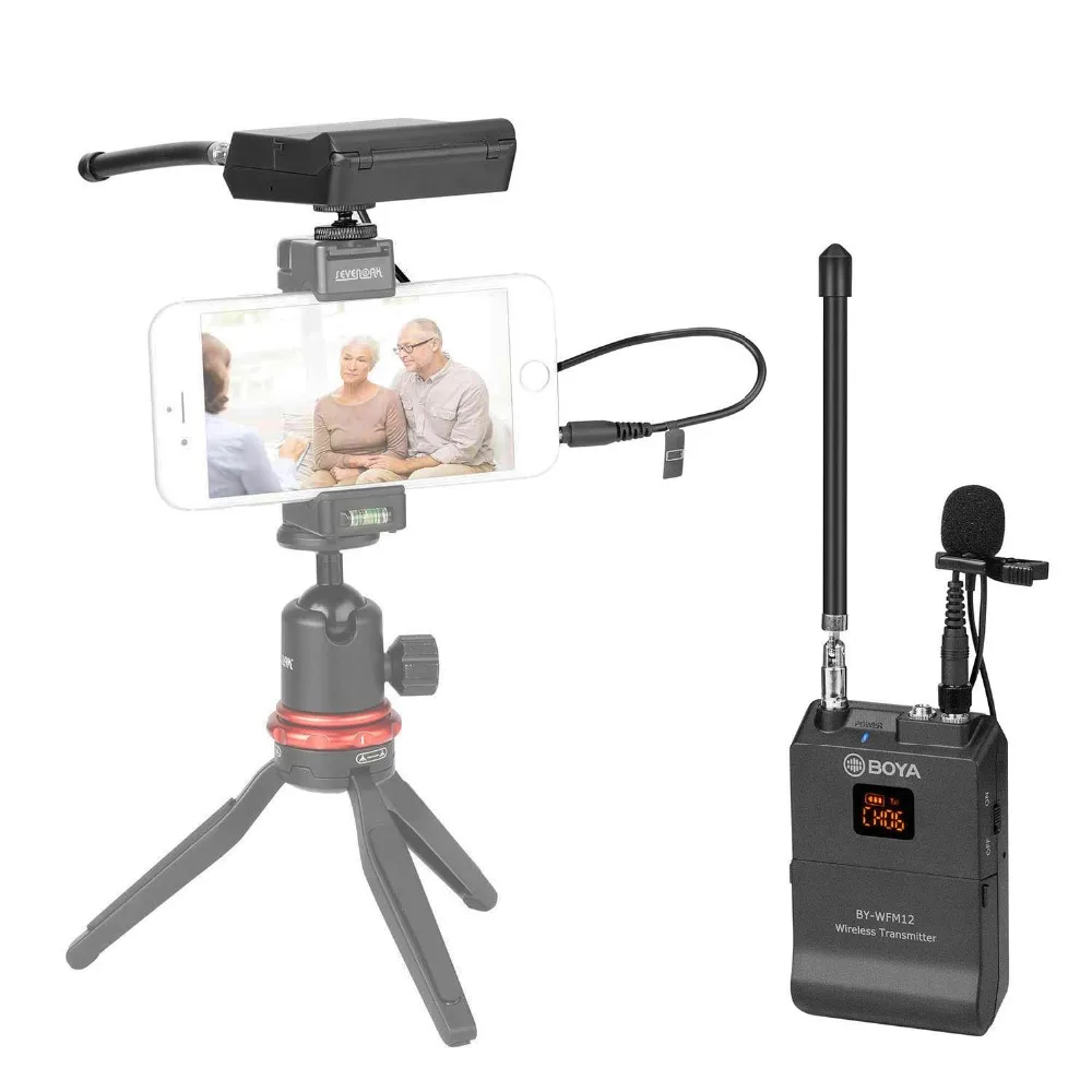 Беспроводной микрофон BOYA BY WFM12 VHF петличный с лацканом для смартфонов iPhone 8 7 plus DSLR