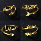 Кольца женские регулируемые из нержавеющей стали, с именем на заказ