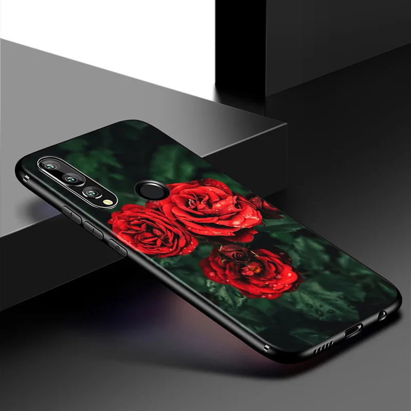 Яркий черный чехол с красивыми красными розами для Huawei P Smart Z S Plus 2020 2019 Nova 5T 5i 5 4e 4 3i