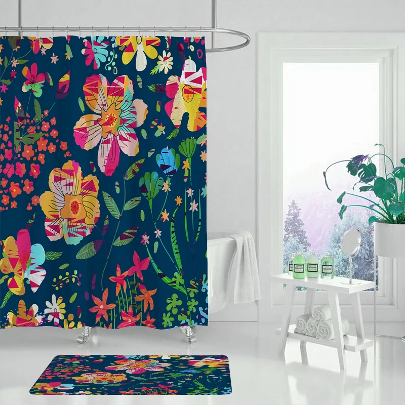 Водонепроницаемая Сетка из полиэстера с принтом деревьев для душа шторы ванной