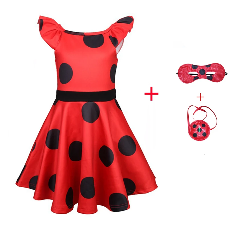 dress-3pcs Костюм божьей коровки для девочек, нарядное платье-пачка для маленьких девочек на день рождения, Детский костюм для Хеллоуина, костюм божьей коровки, нарядное платье для девочек - Color: dress-3pcs