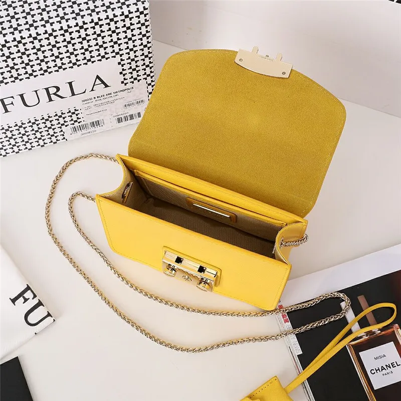 Оригинальные женские сумки FURLA, высококачественные женские сумки из меха желтого цвета, размер S 16,5 см x 12 см x 8 см
