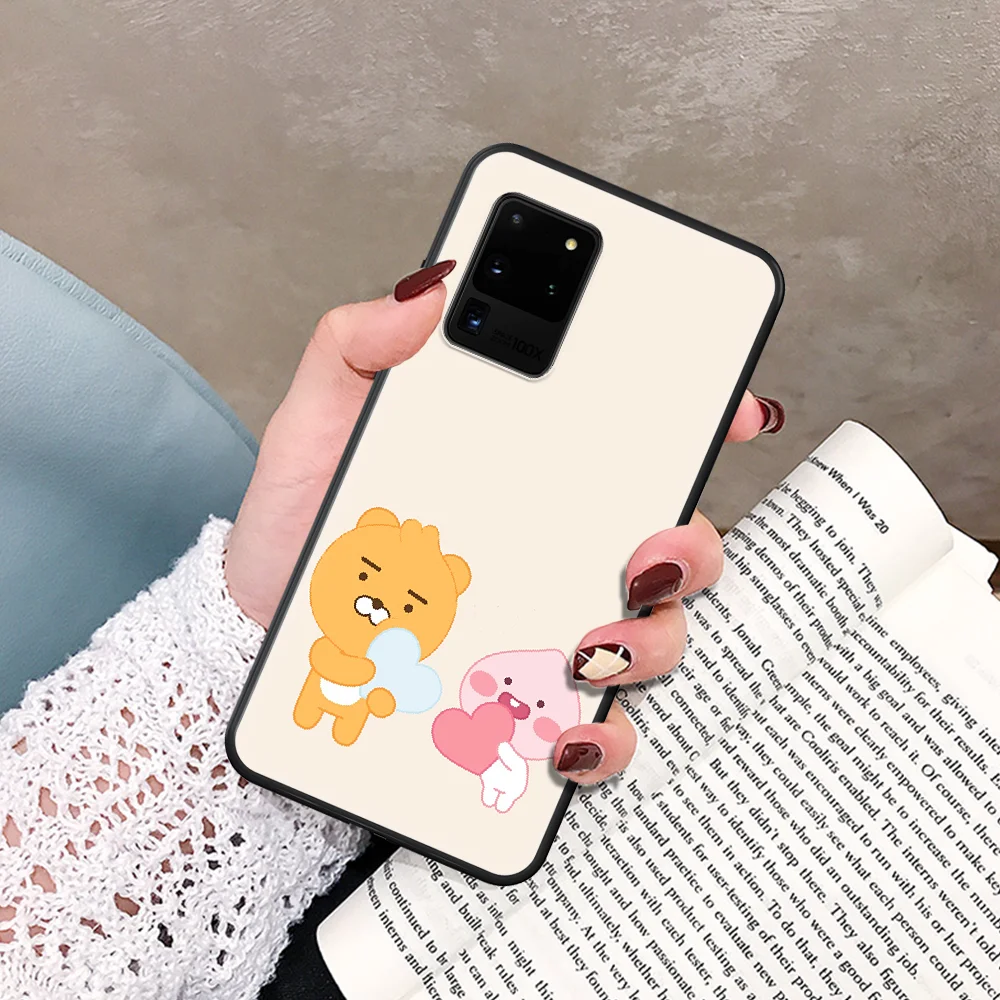 

Korean cartoon funny cocoa friend Phone Case For Samsung Galaxy Note S 8 9 10 20 Plus E Lite Uitra black Shell Silicone Cell Tpu