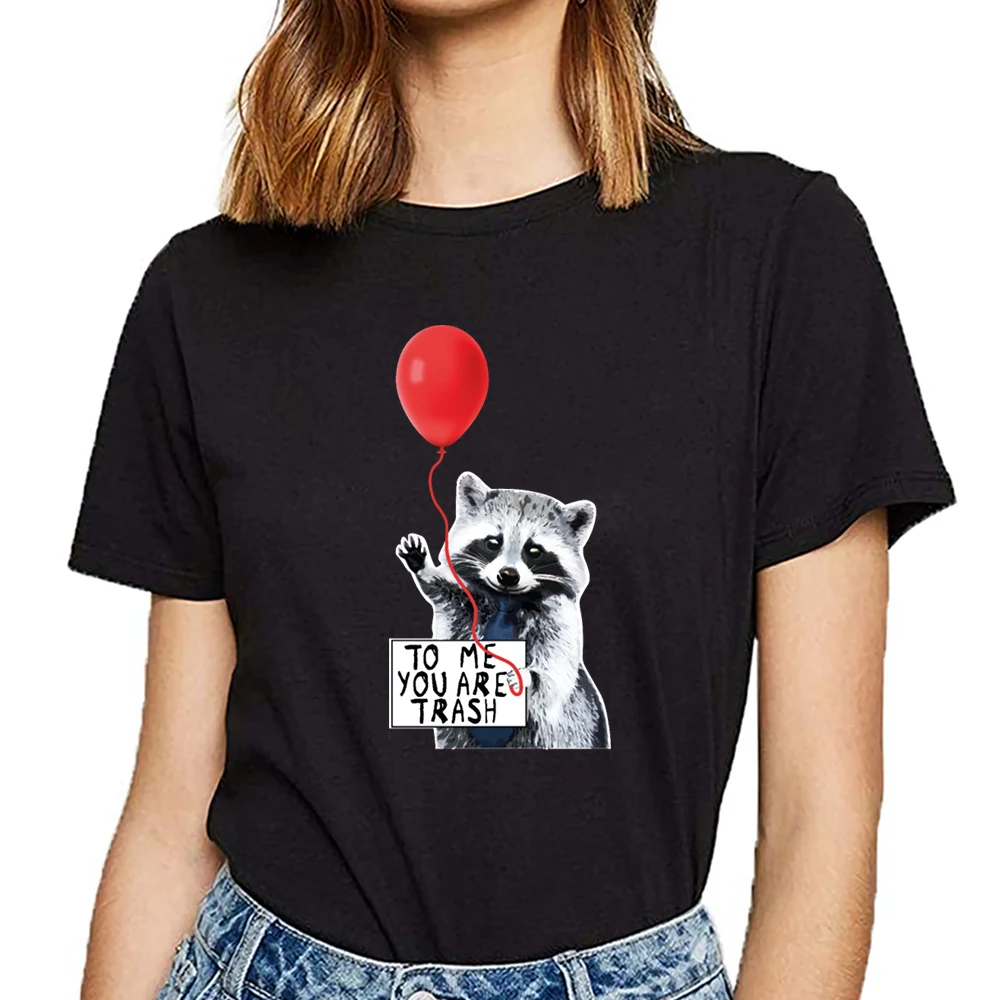 Женская футболка с принтом you are trash Винтажная милым Енотом|Футболки| |