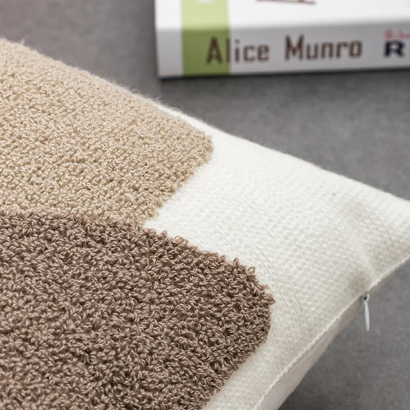 Наволочка с абстрактной вышивкой 45x45 см белая наволочка геометрическим рисунком