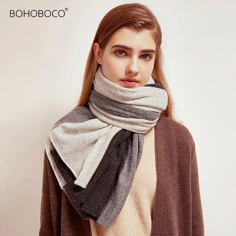 

Fashion Lady Warm Long Size Pure Color Shawl Knitted 100% Cashmere Scarf