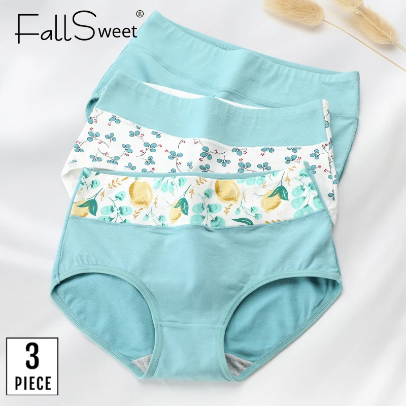 3 шт./лот! Женские трусики с высокой талией хлопковые милым принтом|Женские
