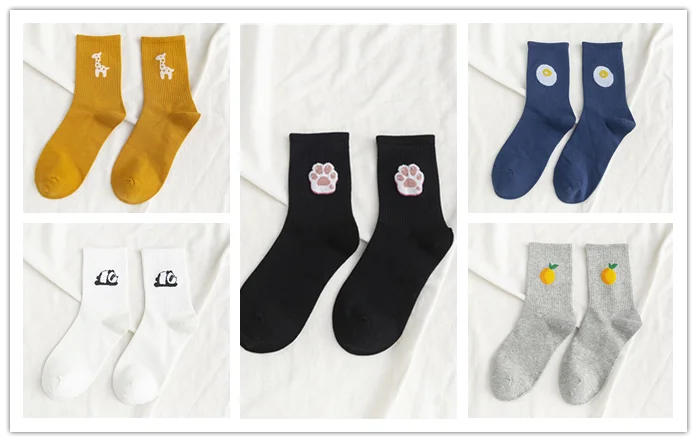 5 pairs 5 пар/упак. унисекс забавные фруктовые мужские носки Harajuku красочные средние Носки мужские 100 Хлопок Kawaii Размер 35-42 - Цвет: 5 pairs