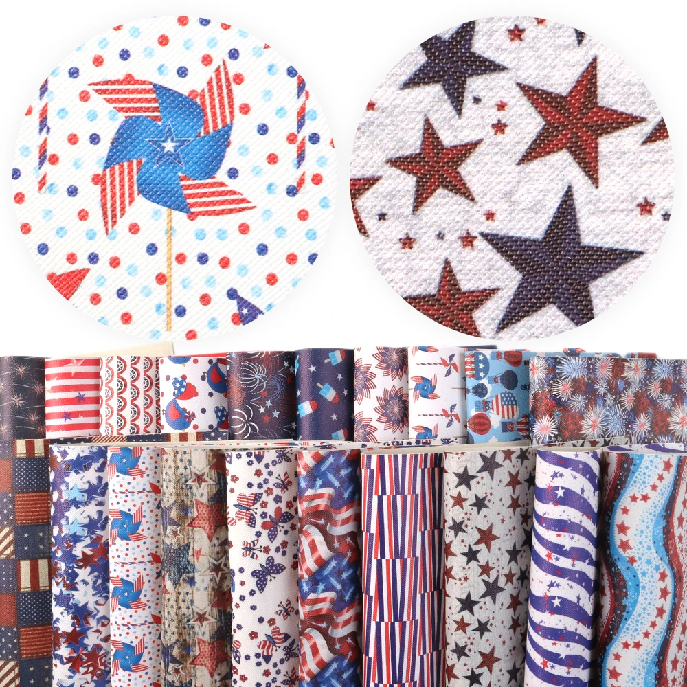 Fourth of July Independence Day Printed Vinyl Fabric Faux Leather Sheet for Making Earrings Bows Handbag 1Yc5948 | Аксессуары для