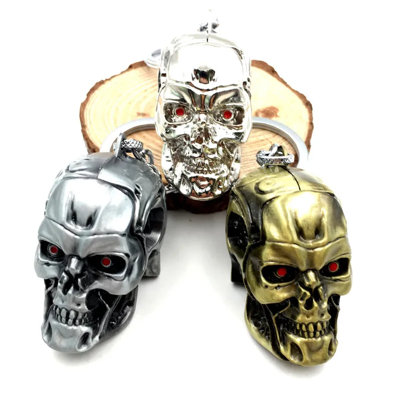 

Movie The Terminator Keychain Personality Creative Skull Metal Keyring Adult Couples Backpack Car Gift Bag Key Pendant New Hot