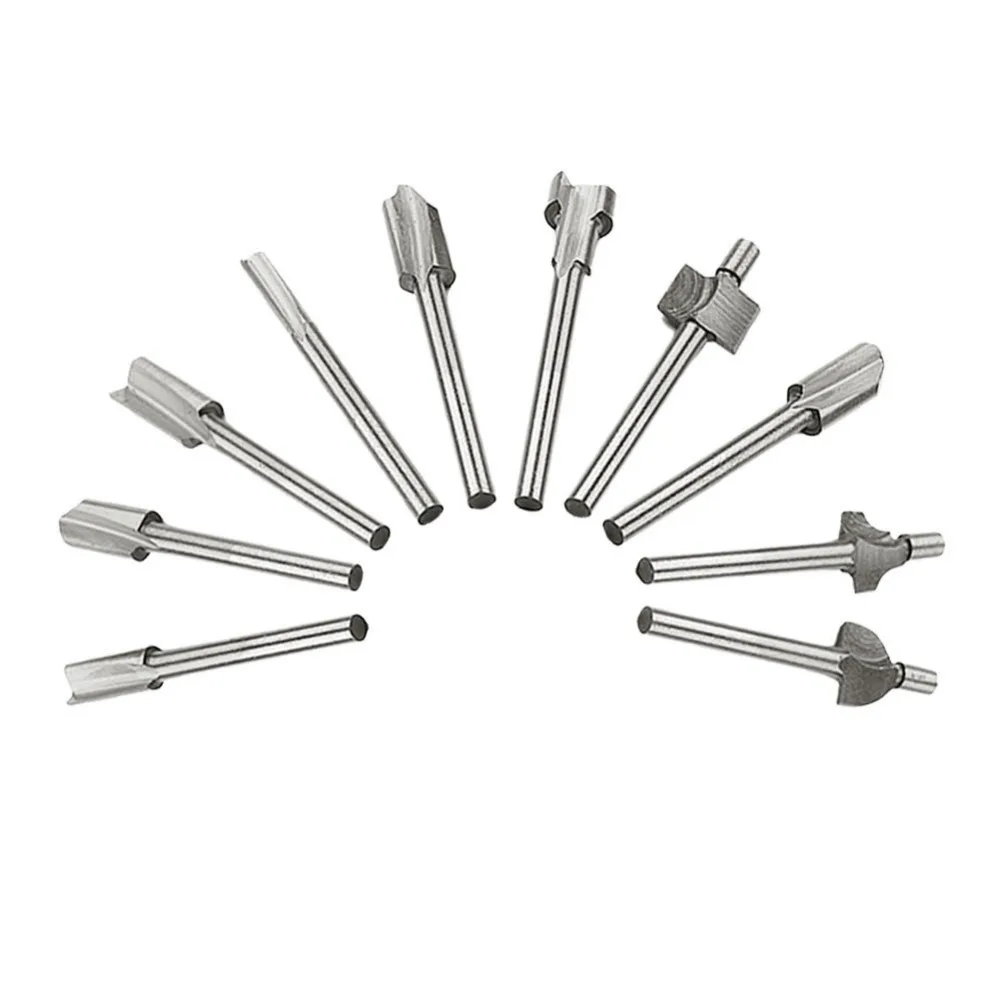10pcs 3mm 1/8&quot HSS Wood Router Drill Bits Files Titanium Coated Mini Pocket Cutter Dremel Rotary Tool Set | Инструменты