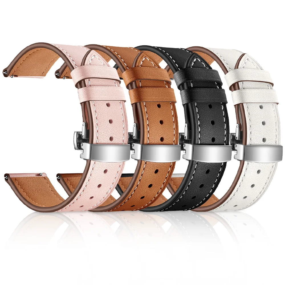 Кожаный ремешок с пряжкой-бабочкой для Garmin Vivoactive 3 Music Vivomove HR Forerunner 645 245M браслет 20
