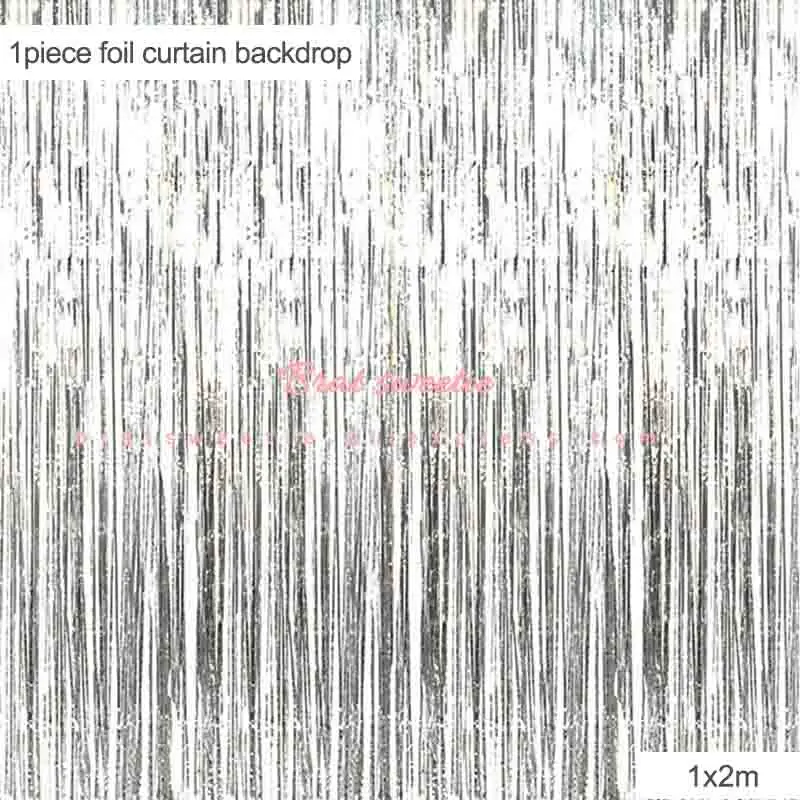2m silver curtain Металлическая Серебряная одноразовая посуда бумажные соломинки тарелки Свадебные Рождественские украшения на день рождения принадлежности для взрослых - Цвет: 2m silver curtain