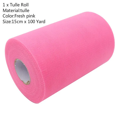 100Yard Fresh pink Фатиновая юбка-пачка в рулоне, 15 см, 100 ярдов, сделай сам подарочная упаковка для дня рождения, вечеринки, Рождества, свадьбы, для детей - Color: 100Yard Fresh pink