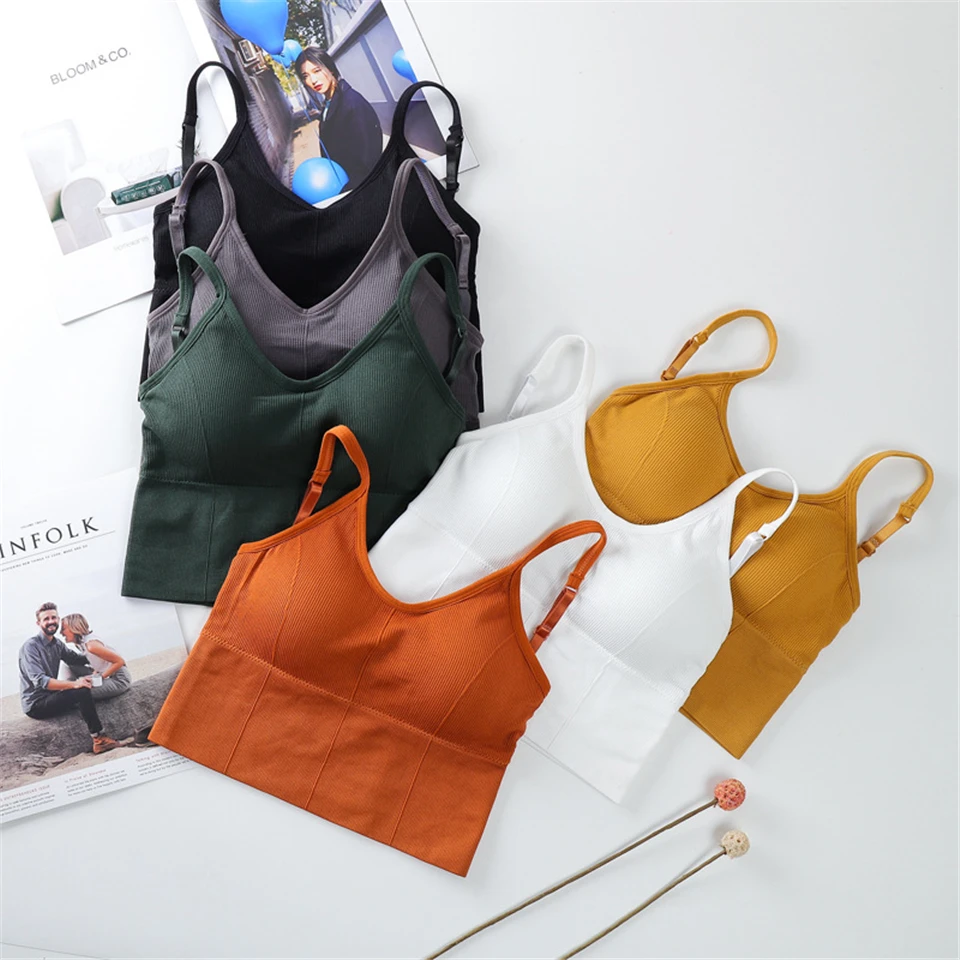 

Women Sexy Cotton Sports Bras Crop Tops Tube Top Female Streetwear Sleeveless Camis Seamless Lingerie Fitness Running Yoga