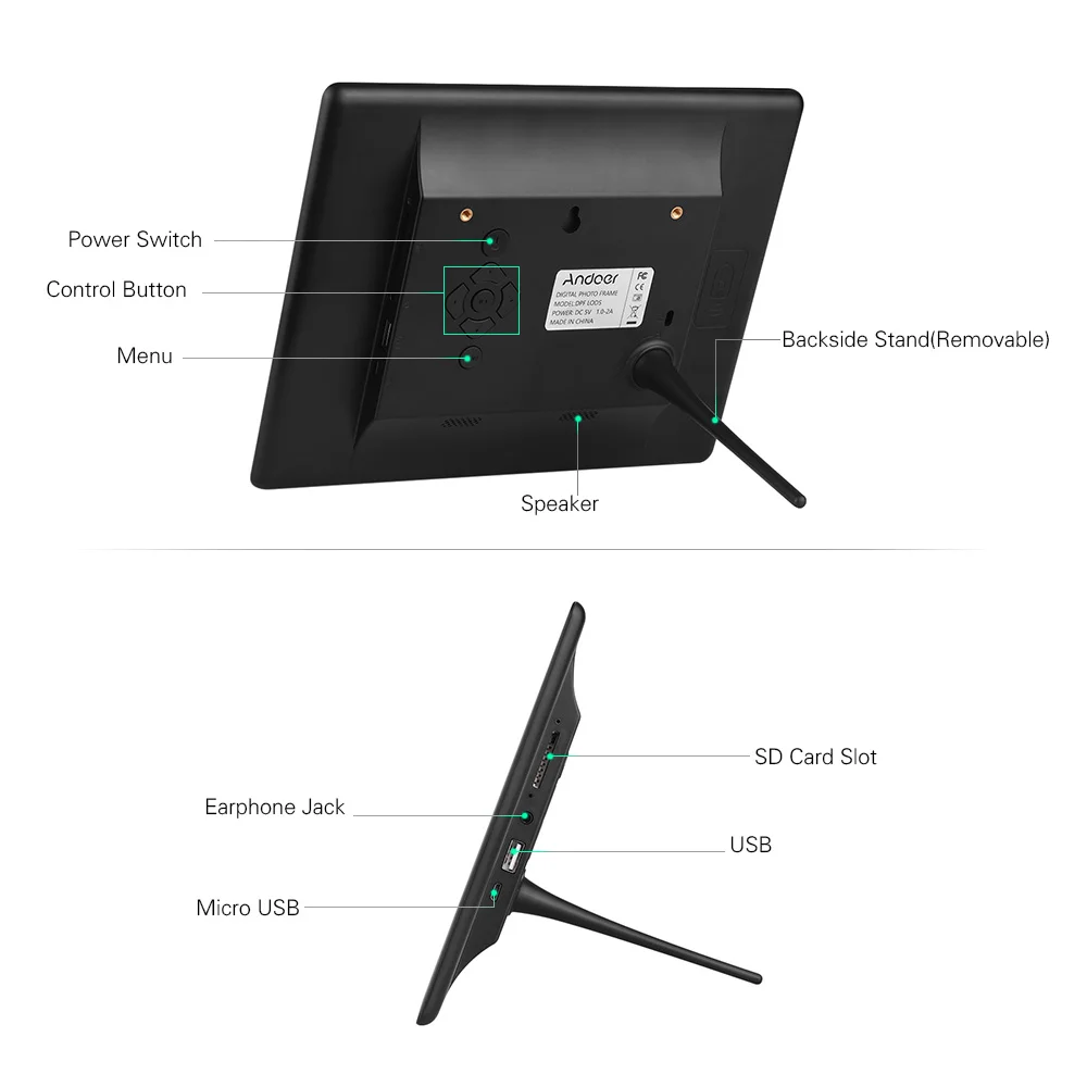 Ультратонкая цифровая фоторамка Andoer 9 дюймов настольный альбом с поддержкой