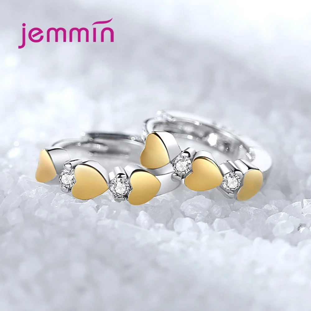 Корейское сердце кубический циркон серьги в форме колец для женщин Мода 925