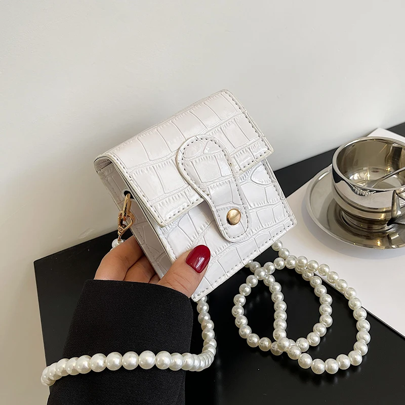 

Миниатюрные сумки через плечо из искусственной кожи с узором под камень для женщин, модные роскошные дамские сумочки и кошелек с жемчугом ...