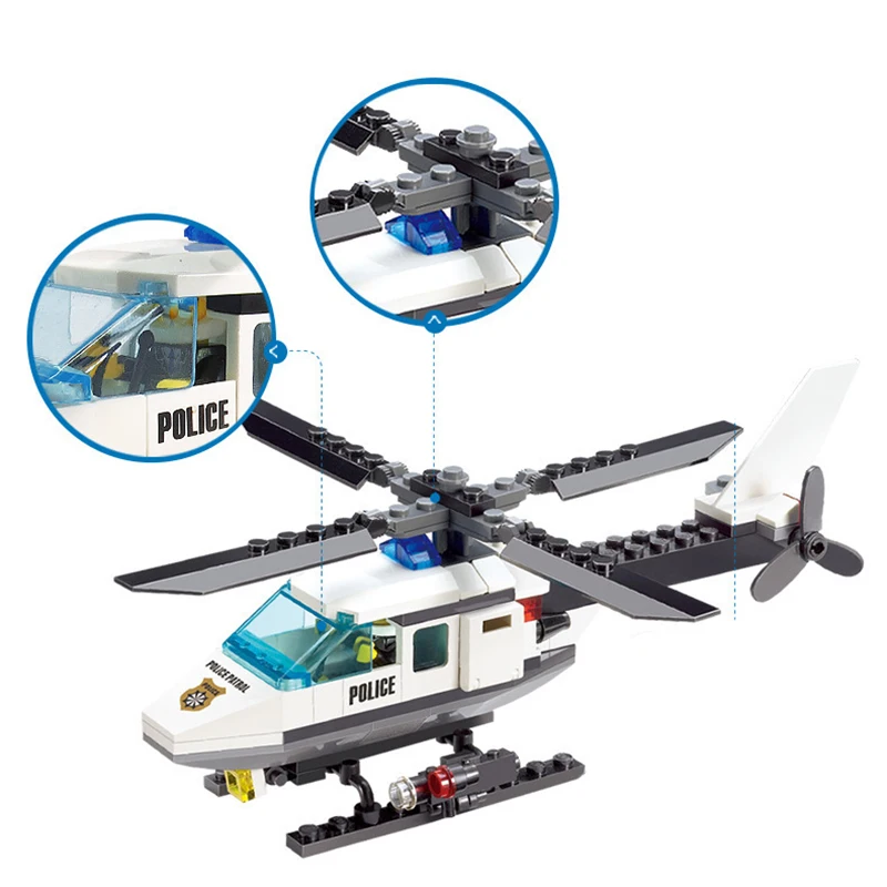 

Simple Children Puzzle Assembling Block Police Helicopter Building Bricks Enlightening Education Gift PlasticToy Unisex