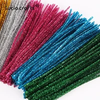 1050100pcs 6mm glitter chenille stems pipe cleaners diy crafts kids educational toys christmas party decorations l0210