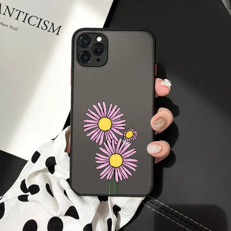

Daisy flower pattern Phone Cases matte transparent For iphone 7 8 11 12 plus mini x xs xr pro max cover