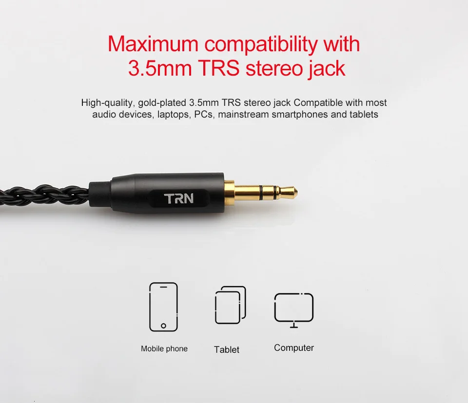 TRN 6 сердечник высокой чистоты медный кабель с 3,5 мм MMCX/2Pin разъем для TFZ TRN V30 V80 IM1 C10